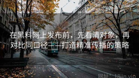 在黑料网上发布前，先看清对象，再对比同口径——打造精准传播的策略