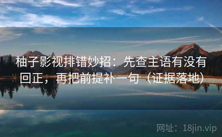 柚子影视排错妙招:先查主语有没有回正,再把前提补一句(证据落地) 柚子影视排错妙招:先查主语有没有回正,再把前提补一句(证据落地)